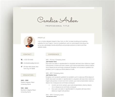 Elegant Resume Template For Word Professional Cv With Photo Etsy In My XXX Hot Girl