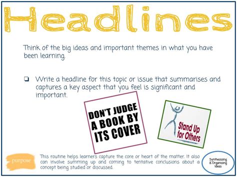 Brainstorm a list of at least 12 questions about the topic, concept or object. Headlines - THINKING PATHWAYS