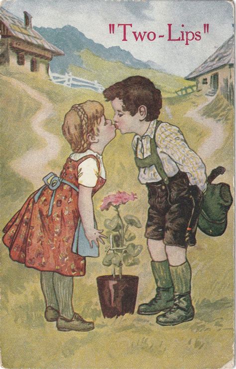 Two Lips Kissing Dutch Tulips Postcard C 1900s Ephemera Obscura