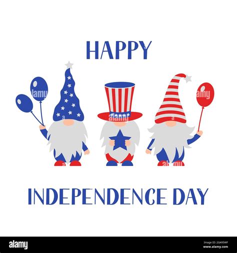 American Patriotic Gnomes USA Independence Day Greeting Card Funny Th Of July Characters