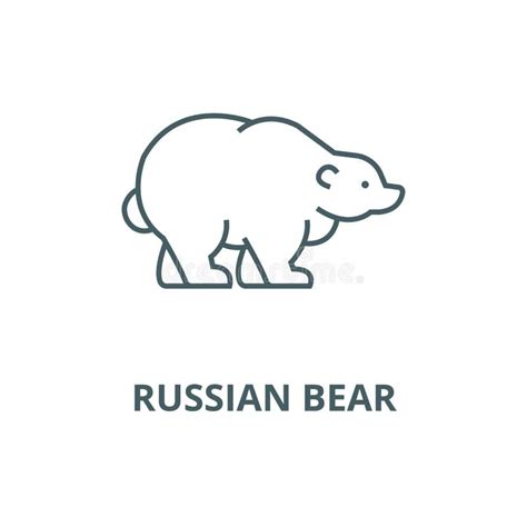 Russian Bear Line Icon Concept Russian Bear Flat Vector Symbol Sign
