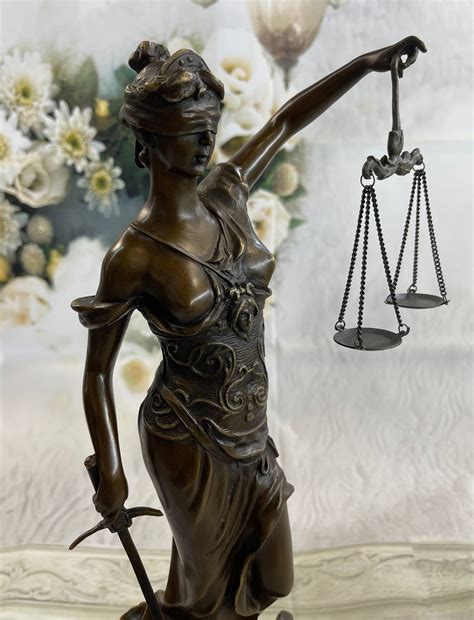 Blind Lady Of Justice Themis Bronze Statue Law Milo Art Deco Sculpture