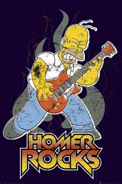 The Simpsons ~ Homer Rocks 24x36 Cartoon Poster Guitar Matt Groenig New