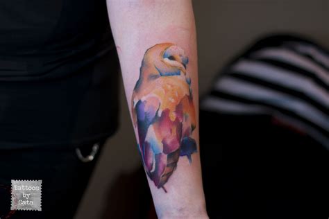 Watercolor Owl Tattoo Tattoo Appointments Available At Ta