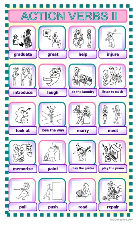 Action Verbs 2 Pictionary Picture D English Esl Worksheets Pdf And Doc