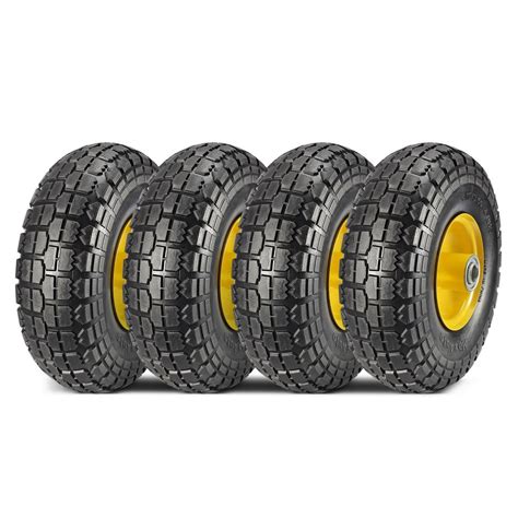 Maxauto 4 Pack 10 Inch Solid Rubber Tyre Wheels Garden Wagon Cart