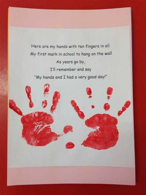 First Day Of School Montessori Preschool Handprint Craft Preschool