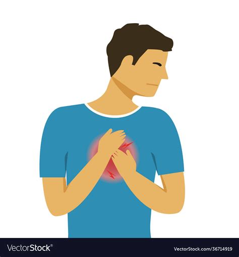Heart Disease Accident Man With Chest Pain Vector Image