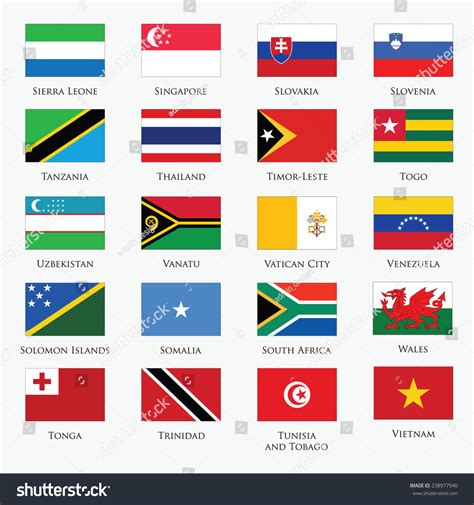 Vector Set Of Flags With Official Colors 238977940 Shutterstock