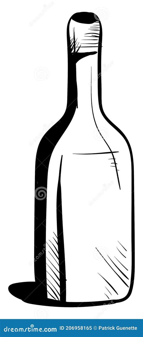 Oil Bottle Drawing Vector Glass Pitcher With Cork Stopper Hand Drawn