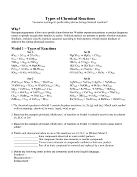 Types of chemical reactions pogil revised. Classifying Types Of Chemical Reactions Pogil + mvphip Answer Key