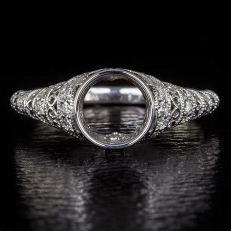 VINTAGE DIAMOND ENGAGEMENT RING ROUND 6 5mm 1C BEZEL SETTING SEMI MOUN