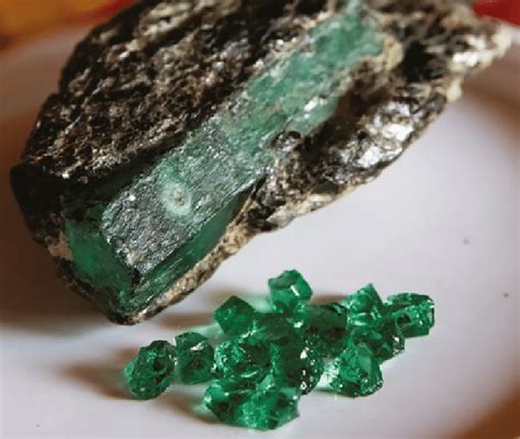 These Rough Emeralds And Crystal Specimen About 8 Cm Long Are From