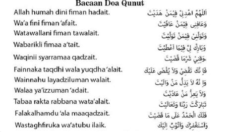 Bacaan Doa Qunut Subuh Nazilah Witir Lengkap Arab Latin Artinya My