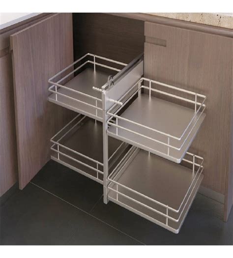 Basket comes with adjustable partition and full extension stainless steel side pull out ideal for use under sink for storage and cleaning equipment. Infinity Easy Access Corner Cabinet Pull Out Storage