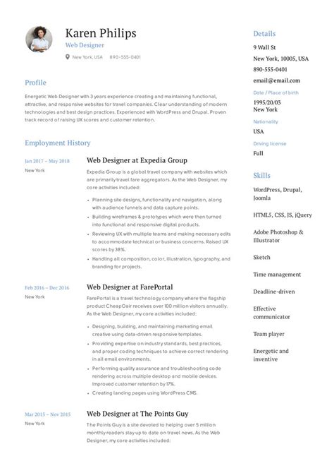 Just download these free and printable blank cv templates and. Web Designer Resume Example, Template, Sample, CV, Formal ...