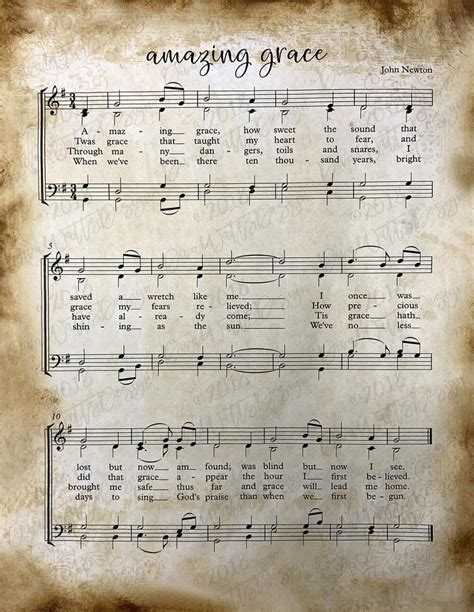 Free Printable Amazing Grace Hymn Sheet Music