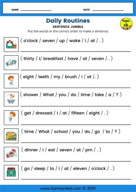 The Daily Routine Worksheet For Students To Practice Their English