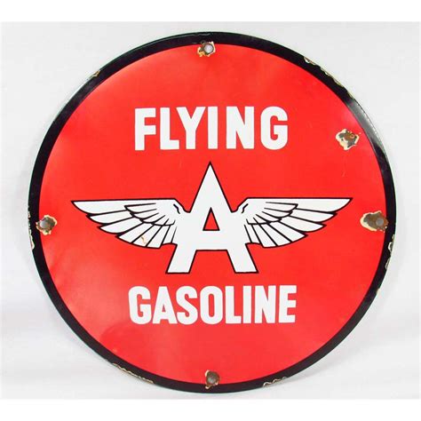 Flying A Gasoline Porcelain Advertising Sign