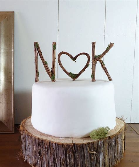 Rustic Wedding Cake Topper Any Two Vine Letters With Heart 5200