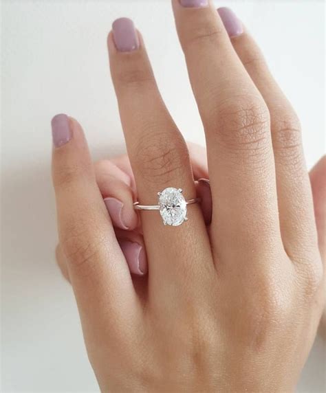 2 Ct Oval Cut Diamond Diamond Engagement Ring White Gold Etsy