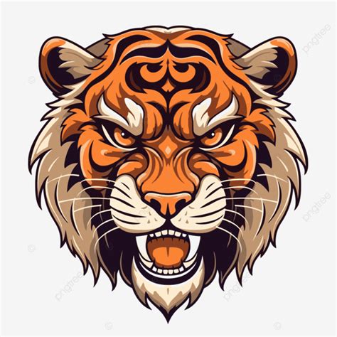 Kepala Harimau Vektor Stiker Clipart Kepala Harimau Dengan Gaya Kartun