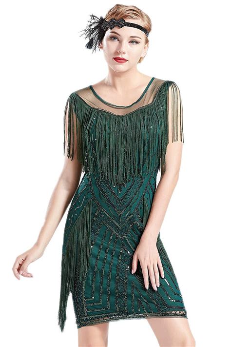 🔥dress🔥 1920s Gatsby Dress Long Fringe Flapper Dress Roaring 20s