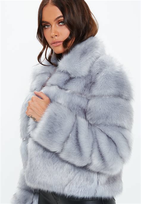missguided premium blue crop pelted faux fur jacket lyst