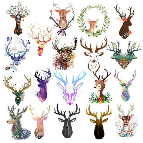 Flower Wreath Deer Animal Iron On Patches For Diy Heat Transfer Clothes