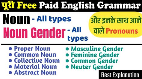 Noun Gender In English Grammar Noun Gender Types Free Paid English Grammar By Sumit Sir