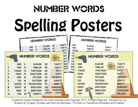Number Word Spelling Posters Free