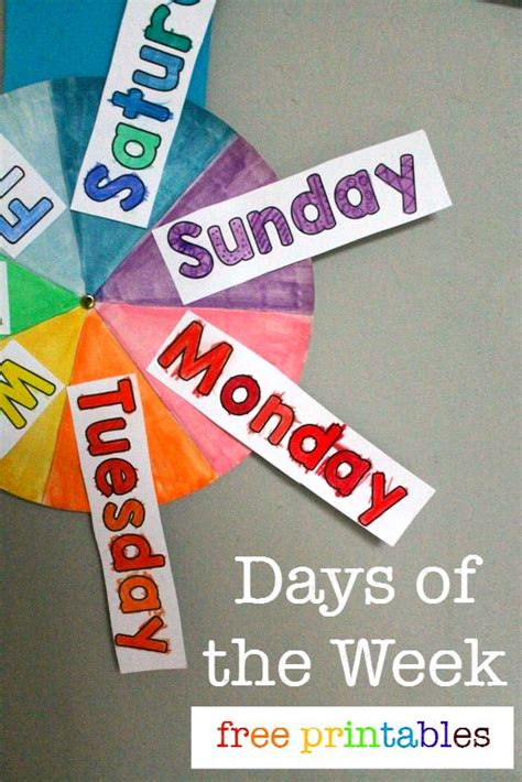 The days monday to friday are in green while the days for the weekend (saturday and sunday) and in red. Free days of the week printable spinner | Posts, Free ...
