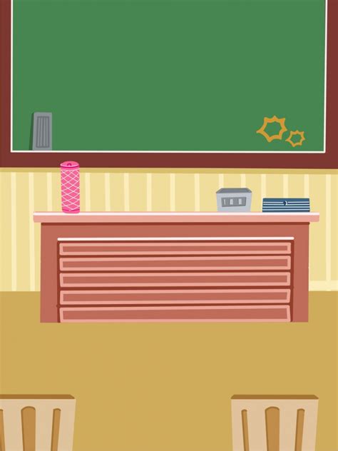 Concise Hand Drawn Green Classroom Illustration Background Cartoon