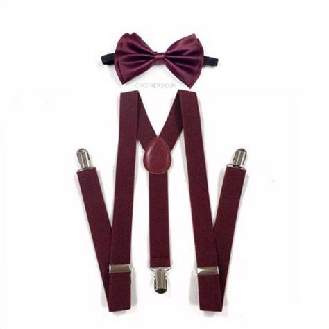 Burgundy Bow Tie And Suspenders Burgundy Suspenders Burgundy Etsy