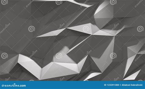 3d Render White Abstract Low Poly Triangle Background With Shadow Stock