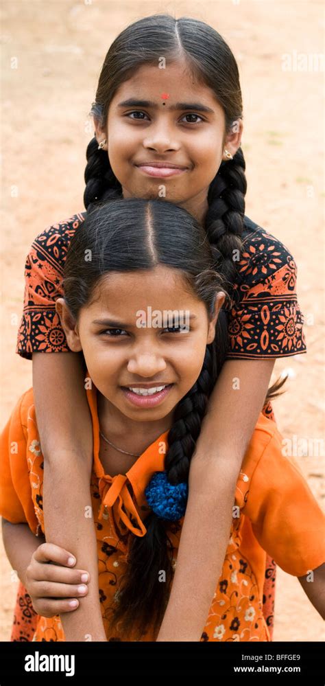 Two Young Indian Village Girls Andhra Pradesh India Stock Photo Alamy