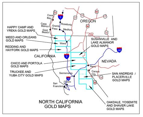 Fascinating series of 5 maps showing gold and gem locations around northern california, as well as historical maps with settlements. Gold Prospecting Maps California | Printable Maps