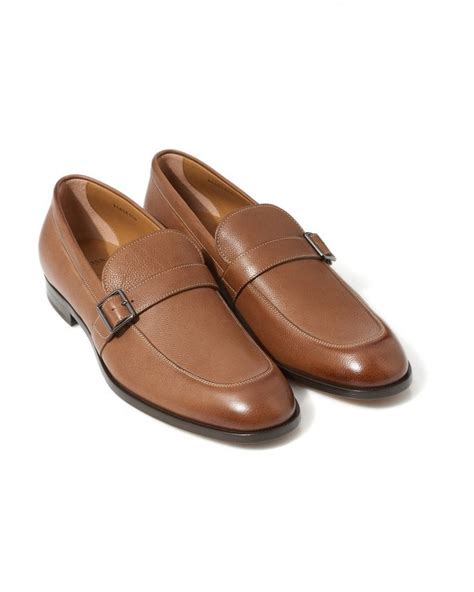 Boss Mens Brighton Loafers Grained Leather Tan Shoes
