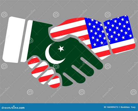 Pakistan And Usa Flags Handshake Vector Stock Vector Illustration Of