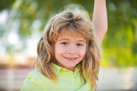 Portrait Of Smiling Kid Outdoor Blonde Child Adorable Little Girl Boy