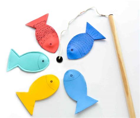 How To Make Your Own Magnetic Fishing Game For Kids Diy Fishing Pole