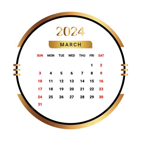 2024년 3월 달력은 황금색과 검은색으로 벡터 월간 달력 달력 2024년 3월 Png 일러스트 및 벡터 에 대한 무료