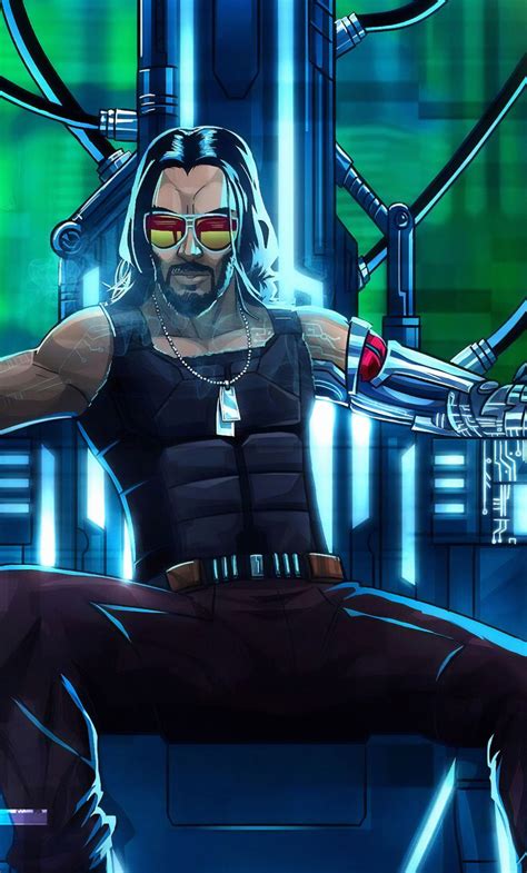 1280x2120 Cyberpunk 2077 Keanu Reeves Video Game 2019 Fan Artwork