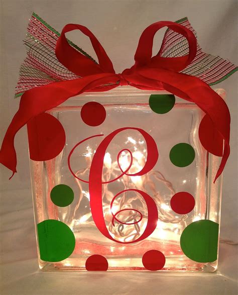 Ocean house + weekapaug inn. Personalized Lighted CHRISTMAS GLASS BLOCK with Monogram ...