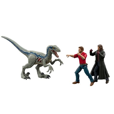 Jurassic World Dominion Extreme Damage Owen And Velociraptor Dinosaur Toy Blue Pursuit Pack