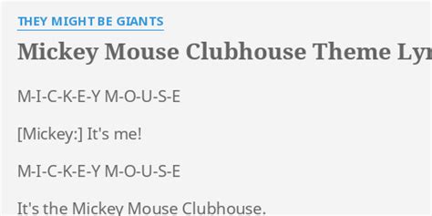 Mickey Mouse Clubhouse Theme Lyrics By They Might Be Giants M I C K