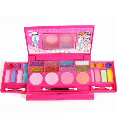 Kids Makeup Kit Little Girls Cosmetics Set With Mirror Washable Non