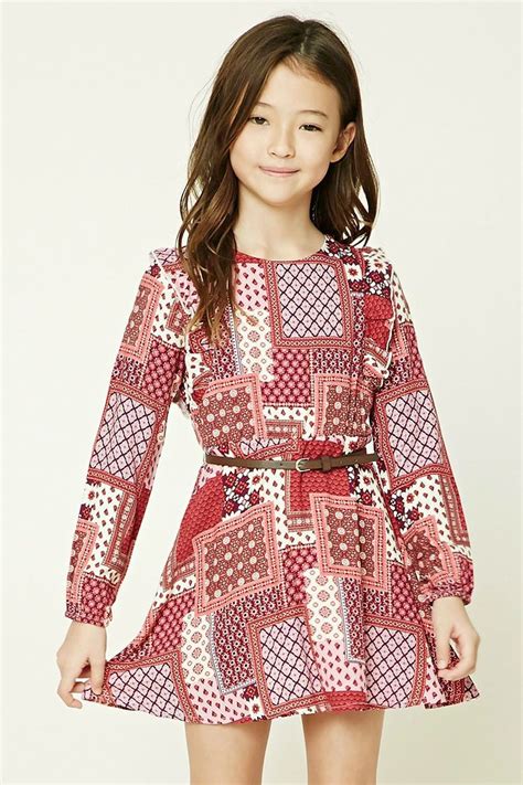 Forever 21 Girls A Woven Dress Featuring An Allover Ornate Print