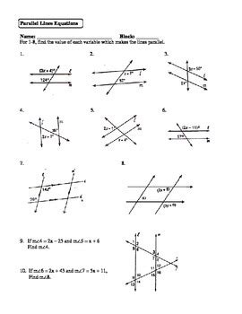 If a transversal is perpendicular to one of two parallel lines, it is perpendicular to the other line. Geometry Unit 2 Parallel Lines And Transversals Worksheet ...