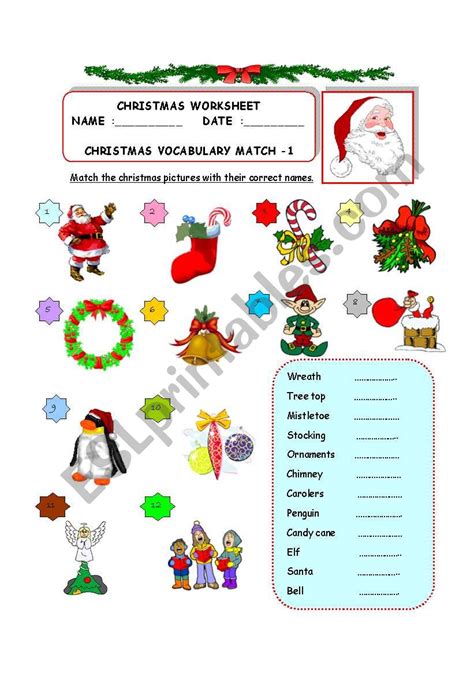 christmas vocabulary worksheet  alphabetworksheetsfreecom